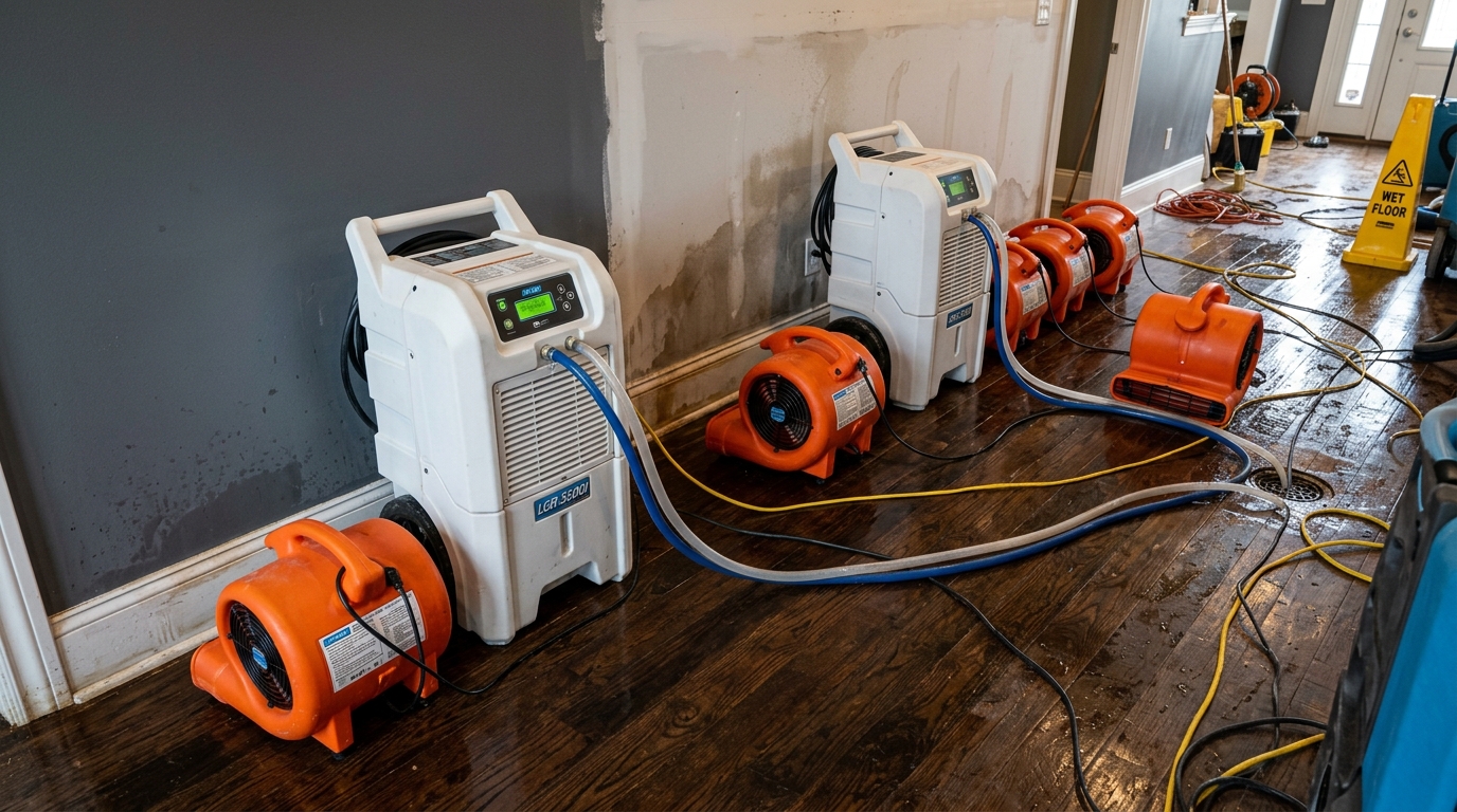 LGR dehumidifiers and air movers deployed for structural drying in Neshannock Township